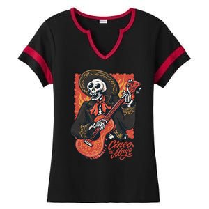 Cinco De Mayo Skeleton Guitar Ladies Halftime Notch Neck Tee