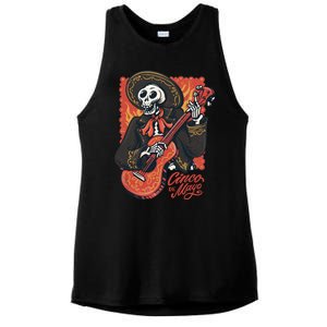 Cinco De Mayo Skeleton Guitar Ladies PosiCharge Tri-Blend Wicking Tank