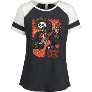 Cinco De Mayo Skeleton Guitar Enza Ladies Jersey Colorblock Tee