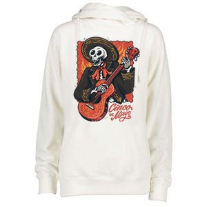 Cinco De Mayo Skeleton Guitar Womens Funnel Neck Pullover Hood