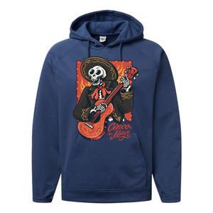 Cinco De Mayo Skeleton Guitar Performance Fleece Hoodie