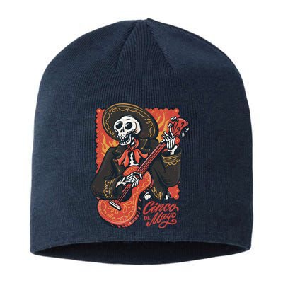 Cinco De Mayo Skeleton Guitar Sustainable Beanie