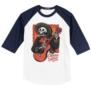 Cinco De Mayo Skeleton Guitar Baseball Sleeve Shirt