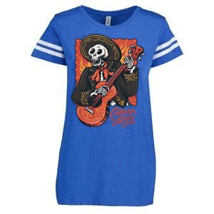 Cinco De Mayo Skeleton Guitar Enza Ladies Jersey Football T-Shirt