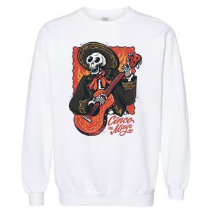 Cinco De Mayo Skeleton Guitar Garment-Dyed Sweatshirt