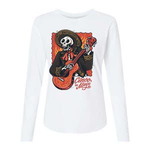 Cinco De Mayo Skeleton Guitar Womens Cotton Relaxed Long Sleeve T-Shirt