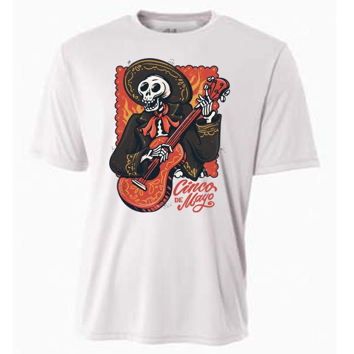 Cinco De Mayo Skeleton Guitar Cooling Performance Crew T-Shirt