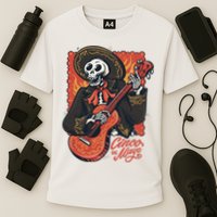 Cinco De Mayo Skeleton Guitar Cooling Performance Crew T-Shirt