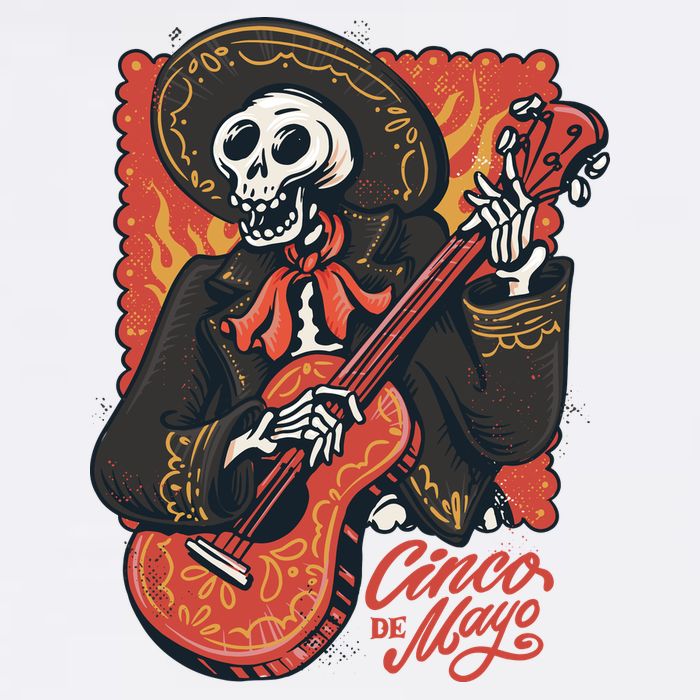Cinco De Mayo Skeleton Guitar Cooling Performance Crew T-Shirt