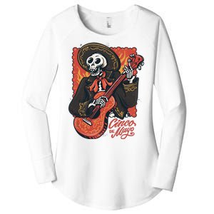 Cinco De Mayo Skeleton Guitar Women's Perfect Tri Tunic Long Sleeve Shirt