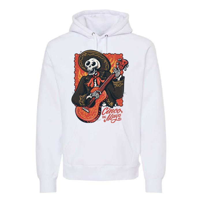 Cinco De Mayo Skeleton Guitar Premium Hoodie