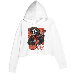 Cinco De Mayo Skeleton Guitar Crop Fleece Hoodie