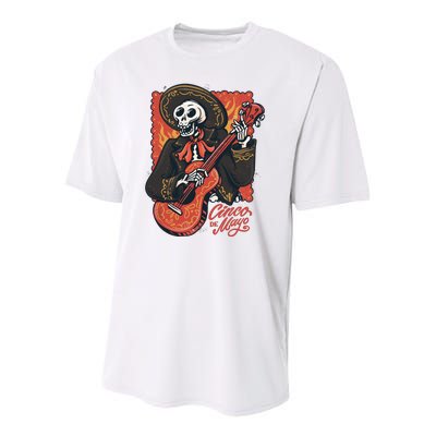 Cinco De Mayo Skeleton Guitar Youth Performance Sprint T-Shirt