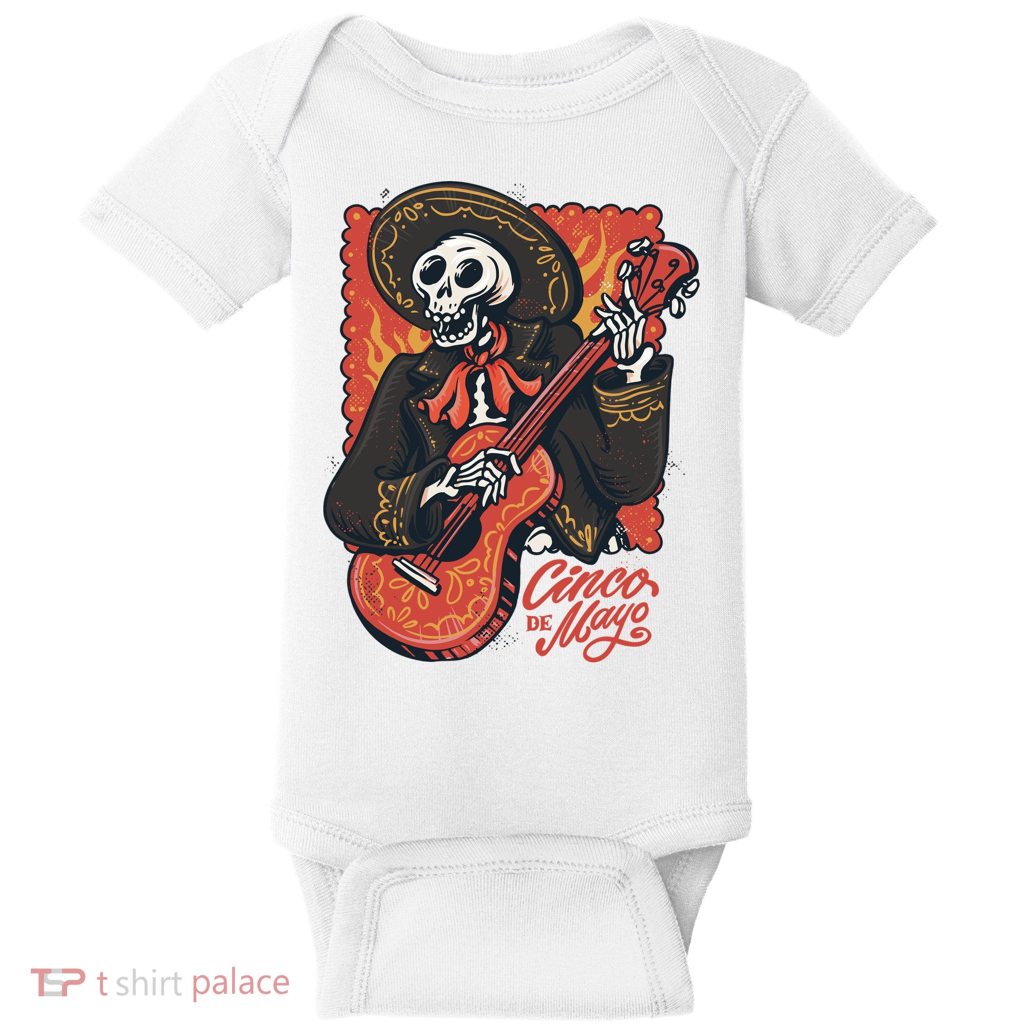 Cinco De Mayo Skeleton Guitar Baby Bodysuit