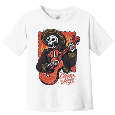 Cinco De Mayo Skeleton Guitar Toddler T-Shirt