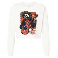 Cinco De Mayo Skeleton Guitar Cropped Pullover Crew