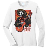 Cinco De Mayo Skeleton Guitar Ladies Long Sleeve Shirt