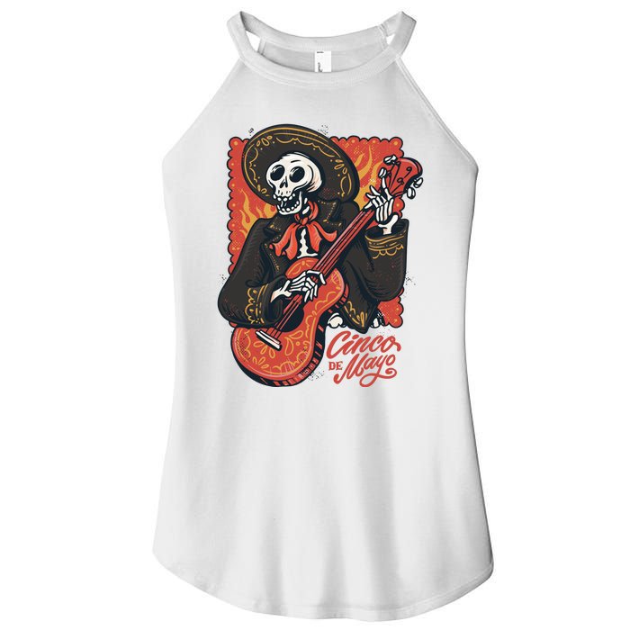 Cinco De Mayo Skeleton Guitar Women's Perfect Tri Rocker Tank