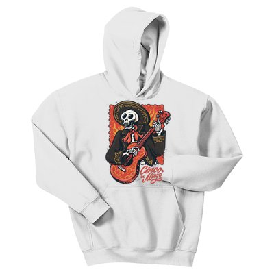 Cinco De Mayo Skeleton Guitar Kids Hoodie