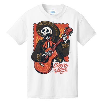 Cinco De Mayo Skeleton Guitar Kids T-Shirt