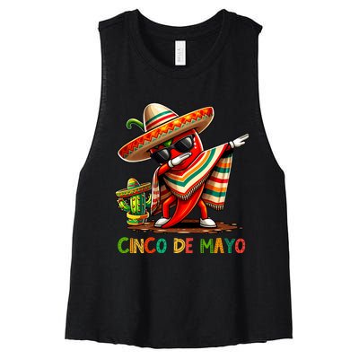 Cinco De Mayo For Mexican Fiesta Chili Women's Racerback Cropped Tank