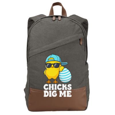 Chicks Dig Me Easter Happy Easter Funny Cotton Canvas Backpack