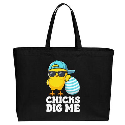 Chicks Dig Me Easter Happy Easter Funny Cotton Canvas Jumbo Tote