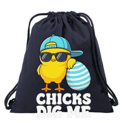 Chicks Dig Me Easter Happy Easter Funny Drawstring Bag