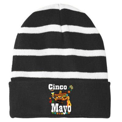 CINCO de MAYO fiesta Mexican victory day may the 5th Striped Beanie with Solid Band