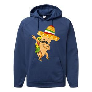 Cinco De Mayo Dabbing Taco Cinco De Mayo Design Performance Fleece Hoodie