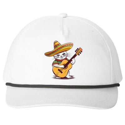 Cinco De Mayo Cat Sombrero Guitar Cute Mexican Cat Classic Snapback Five-Panel Rope Hat