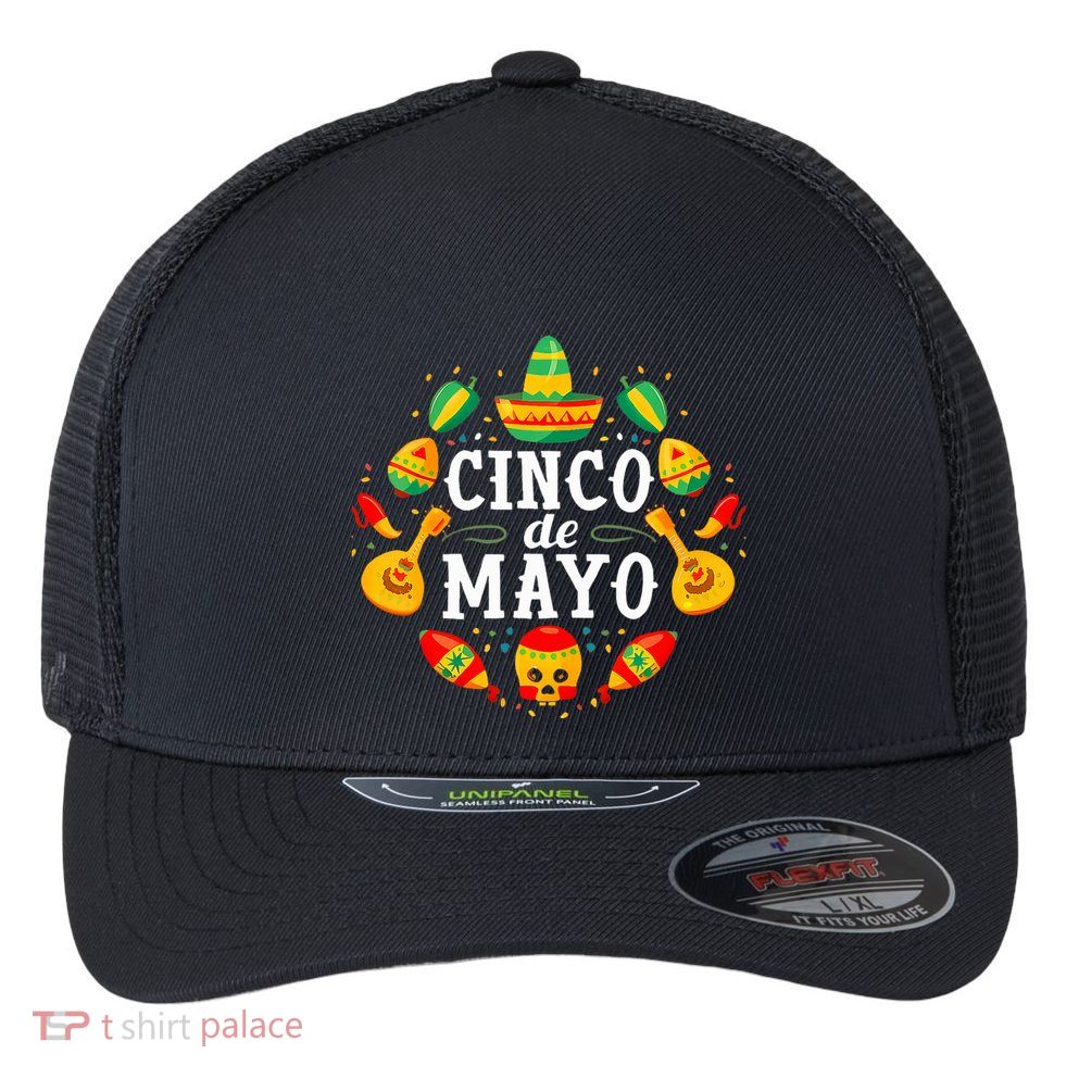Cinco De Mayo Mexican Taco Guitar Fiesta Cinco De Mayo Flexfit Unipanel Trucker Cap