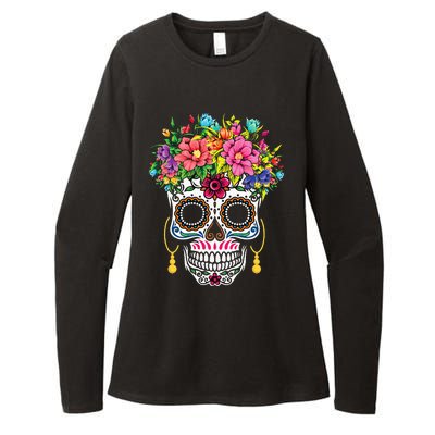 Cinco De Mayo Sugar Skull Dia De Los Muertos Day Of Dead Womens CVC Long Sleeve Shirt