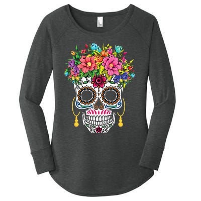 Cinco De Mayo Sugar Skull Dia De Los Muertos Day Of Dead Women's Perfect Tri Tunic Long Sleeve Shirt