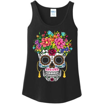 Cinco De Mayo Sugar Skull Dia De Los Muertos Day Of Dead Ladies Essential Tank