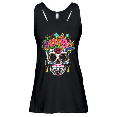 Cinco De Mayo Sugar Skull Dia De Los Muertos Day Of Dead Ladies Essential Flowy Tank