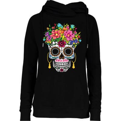 Cinco De Mayo Sugar Skull Dia De Los Muertos Day Of Dead Womens Funnel Neck Pullover Hood