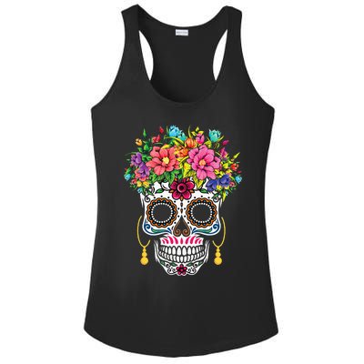 Cinco De Mayo Sugar Skull Dia De Los Muertos Day Of Dead Ladies PosiCharge Competitor Racerback Tank