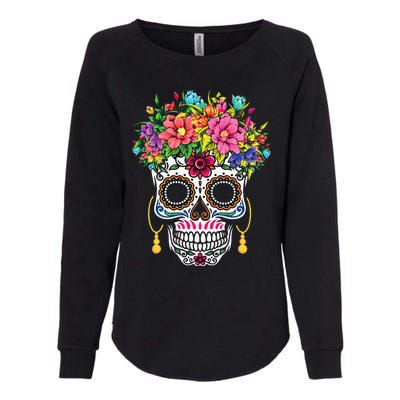 Cinco De Mayo Sugar Skull Dia De Los Muertos Day Of Dead Womens California Wash Sweatshirt