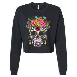 Cinco De Mayo Sugar Skull Dia De Los Muertos Day Of Dead Cropped Pullover Crew