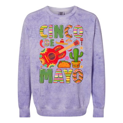 Cinco De Mayo Lets Fiesta Squad 5 De Mayo Mexican Fiesta Colorblast Crewneck Sweatshirt