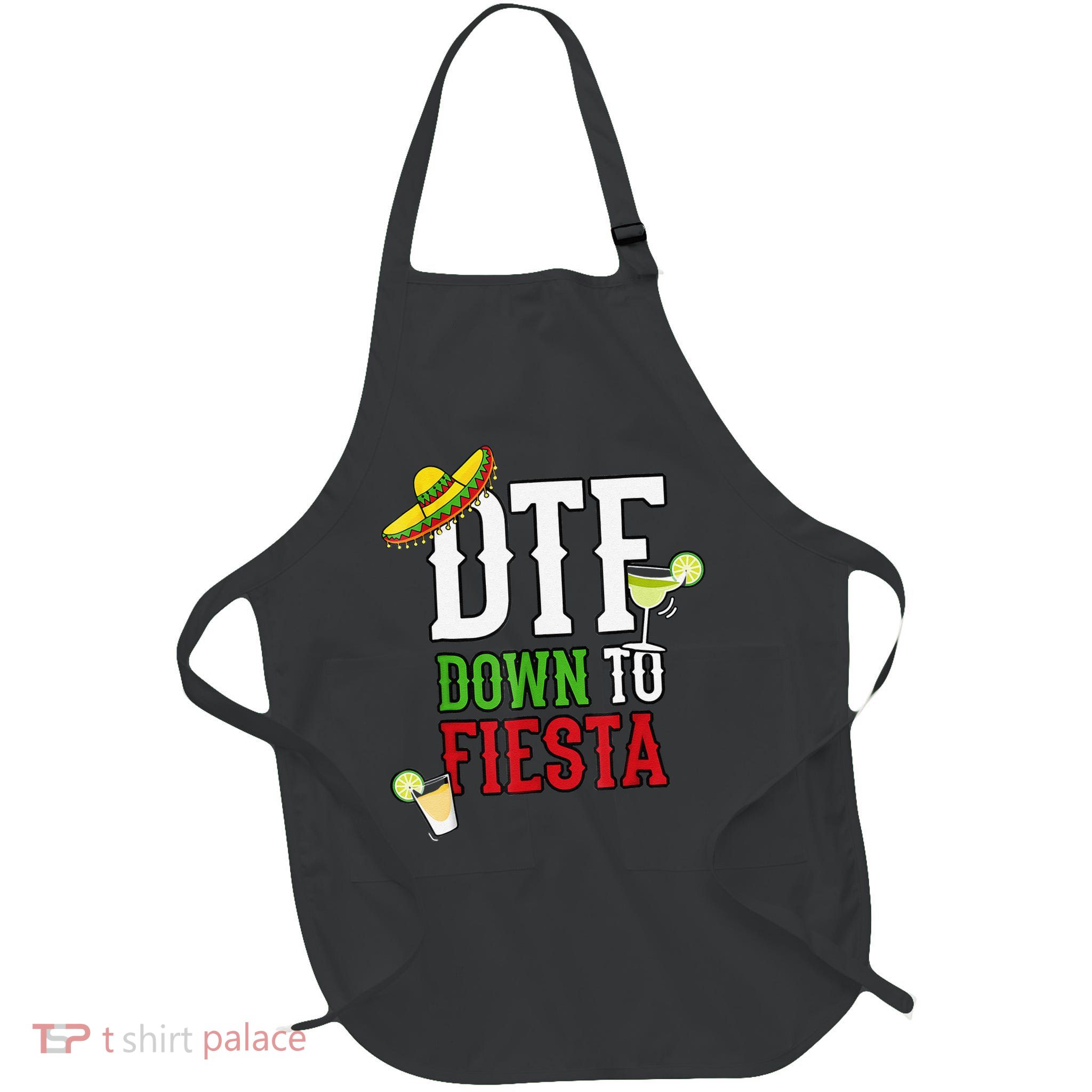 Cinco De Mayo DTF Down To Fiesta Full-Length Apron With Pockets