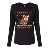 Corgi Dog Merry Corgmas Santa Corgi Ugly Christmas Sweater Long Sleeve Womens Cotton Relaxed Long Sleeve T-Shirt