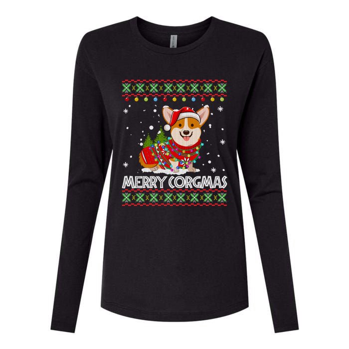 Corgi Dog Merry Corgmas Santa Corgi Ugly Christmas Sweater Long Sleeve Womens Cotton Relaxed Long Sleeve T-Shirt