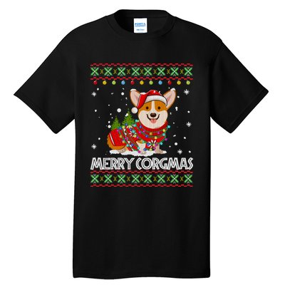 Corgi Dog Merry Corgmas Santa Corgi Ugly Christmas Sweater Long Sleeve Tall T-Shirt