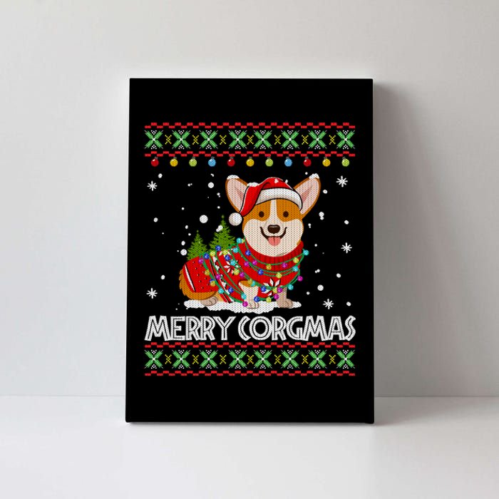 Corgi Dog Merry Corgmas Santa Corgi Ugly Christmas Sweater Long Sleeve Canvas