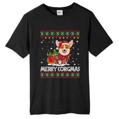 Corgi Dog Merry Corgmas Santa Corgi Ugly Christmas Sweater Long Sleeve Tall Fusion ChromaSoft Performance T-Shirt