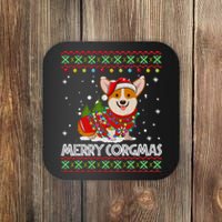 Corgi Dog Merry Corgmas Santa Corgi Ugly Christmas Sweater Long Sleeve Coaster