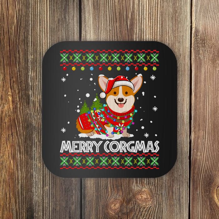 Corgi Dog Merry Corgmas Santa Corgi Ugly Christmas Sweater Long Sleeve Coaster