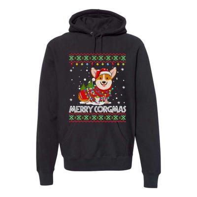 Corgi Dog Merry Corgmas Santa Corgi Ugly Christmas Sweater Long Sleeve Premium Hoodie